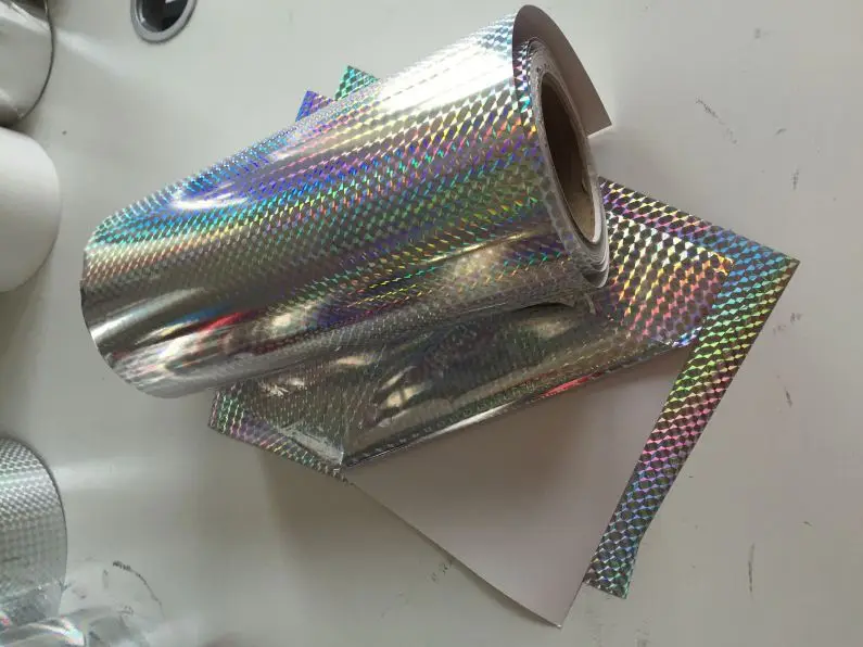 PET logo design chrome mirror vinyl roll sheet adhesive water-repellent 3d sticker anlistating transparent holographic film