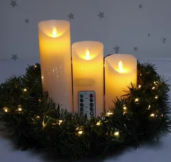 Moving wick flameless LED candle Purple drawing paraffin wax weddings candles