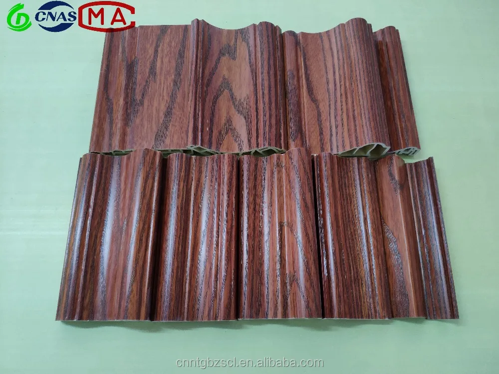 Decorative material soundproof waterproof Fireproof insect prevention WPC PVC decorative moulding line for wall skirting board