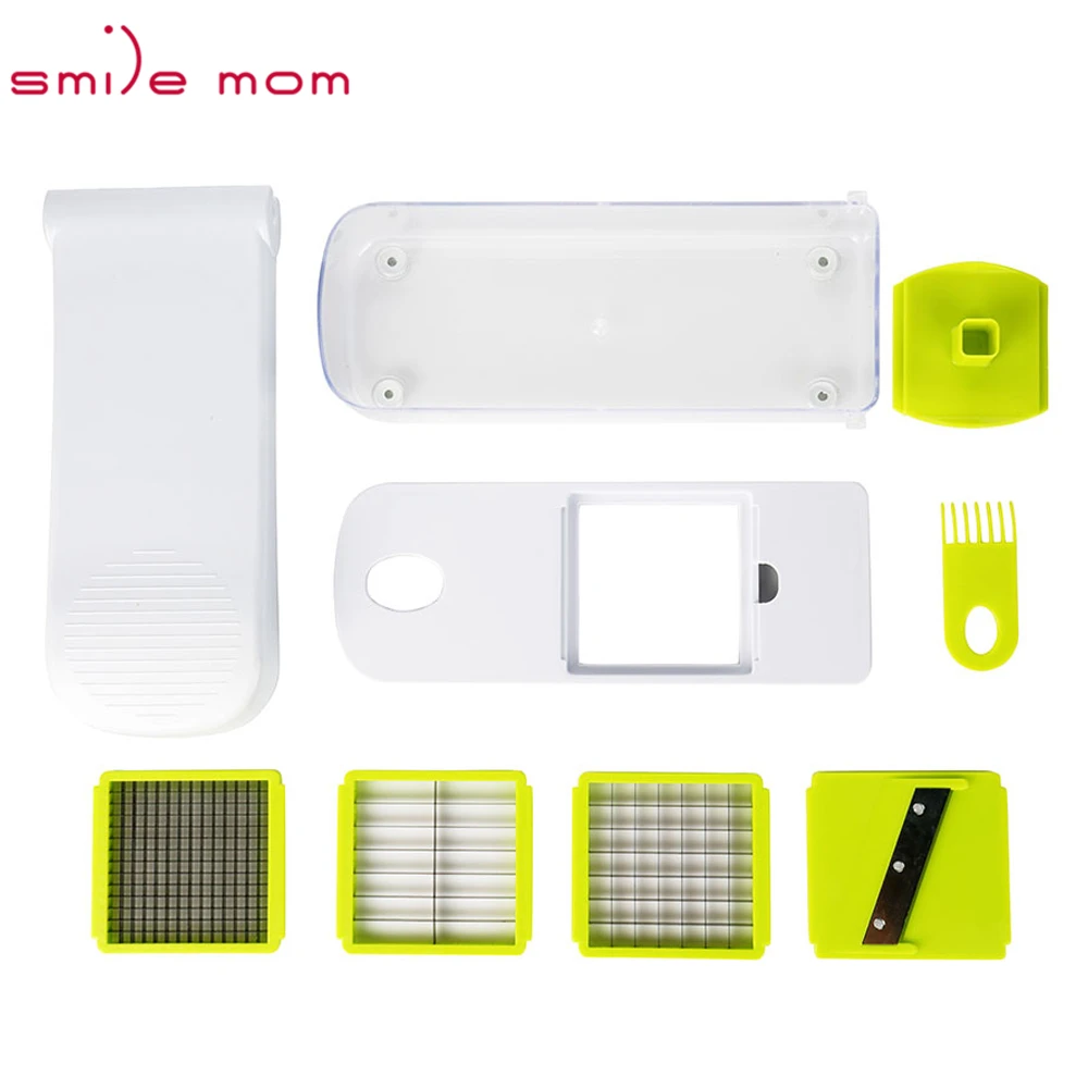Multifunctional Mandolin slicer Smile mom 4 in 1 Kitchen Plastic Manual Onion Slicer Vegetable Dicer With Hand Guard