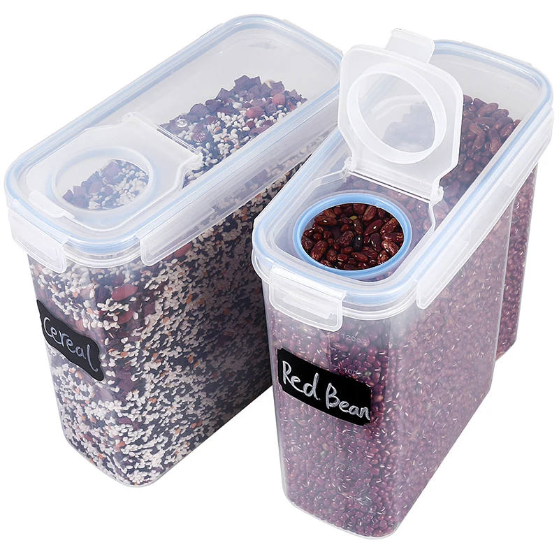 4 pack 6.3L(213OZ)x2pcs 4L(135OZ)x2pcs Cereal Storage Container Set 100% Airtight Leakproof Silicone Ring Lock Lid