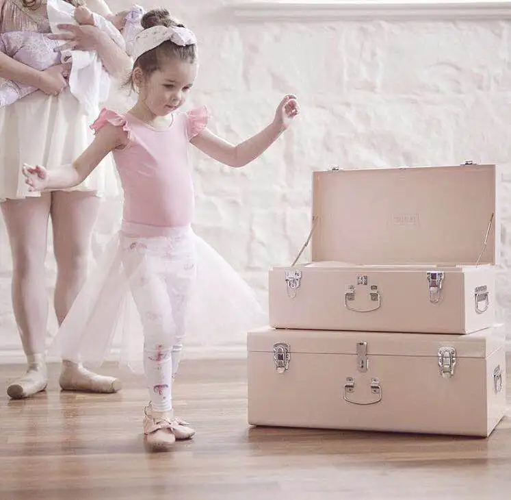 Hot Sale Toy Boxes Pink Metal trunks set of 2 with Rose Gold color accessories use for Home storage and decoration In stocked