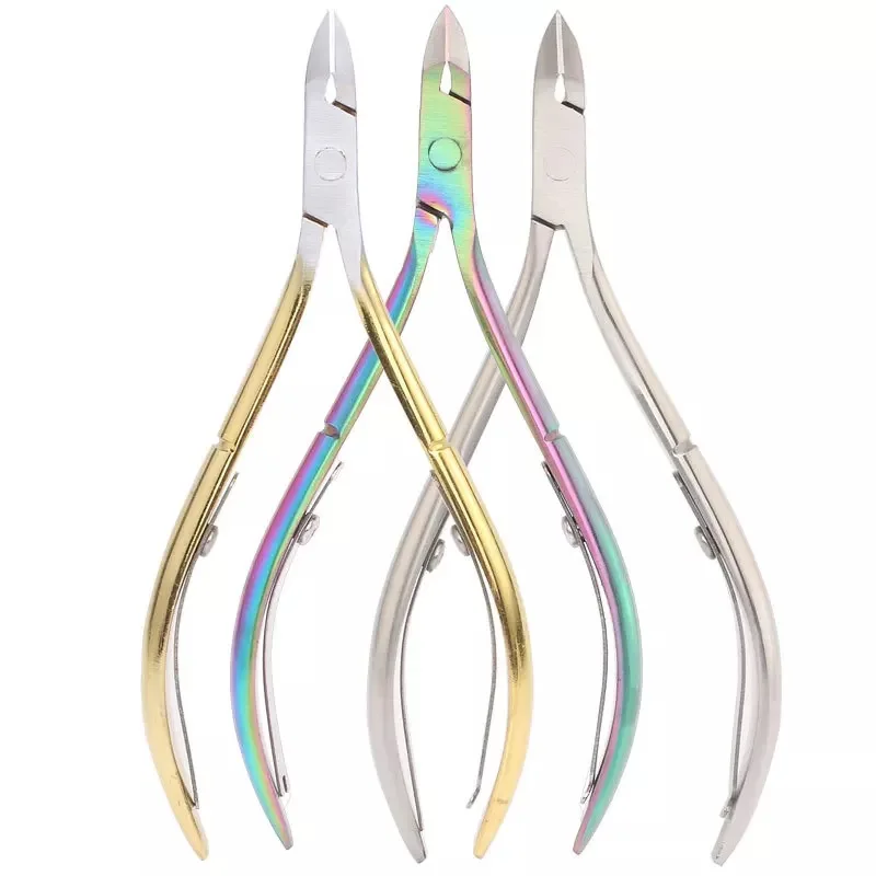 Best pretty beauty rainbow titanium precise stainless steel manicure pedicure nail art callus trimming nipper pusher trimmer kit