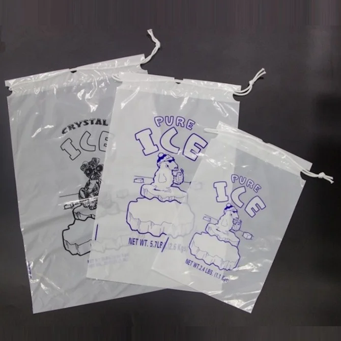 Plastic customized ice bag with or without drawstring