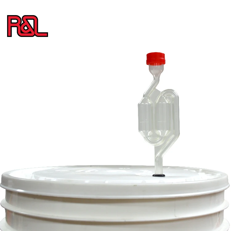 Air Locker with red cap S-Shape Double Bubble Airlock for Wine Making and Beer Making Homebrew