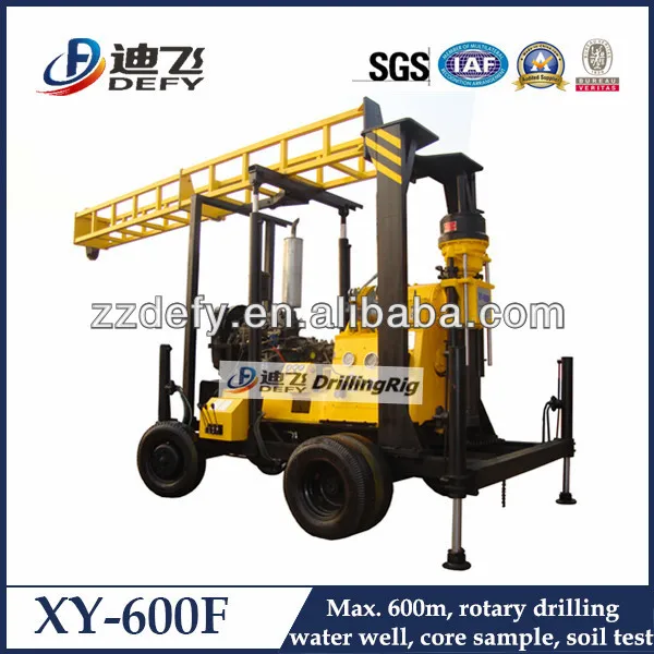 600m XY-600F hydraulic Trailer mounted mud rotary soil investigation mining drill diamond water bore well drilling rig price