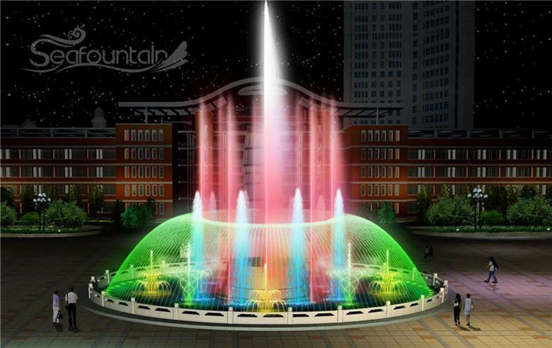 Music dancing water fountains outdoor
