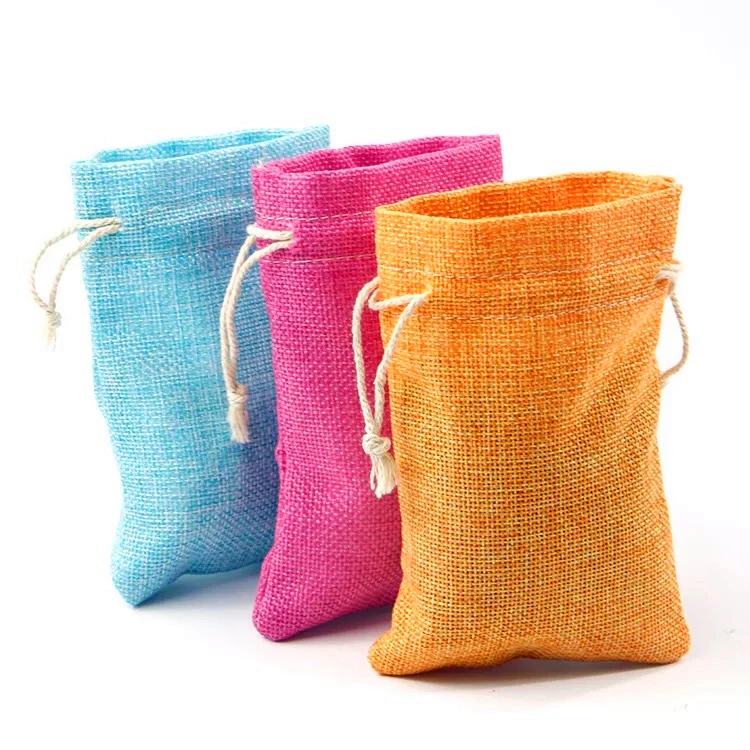 Custom Collins Natural Burlap Bags Wholesale Hemp Jute Hessian Drawstring Sack Small Wedding Favor Gift Straw Jute Bag