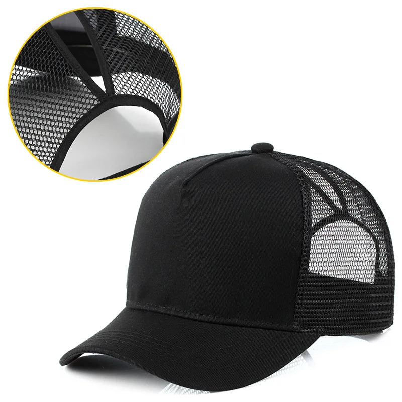 2019 Hot Sale 5 panels backless hair cute trucker mesh cap for ladies