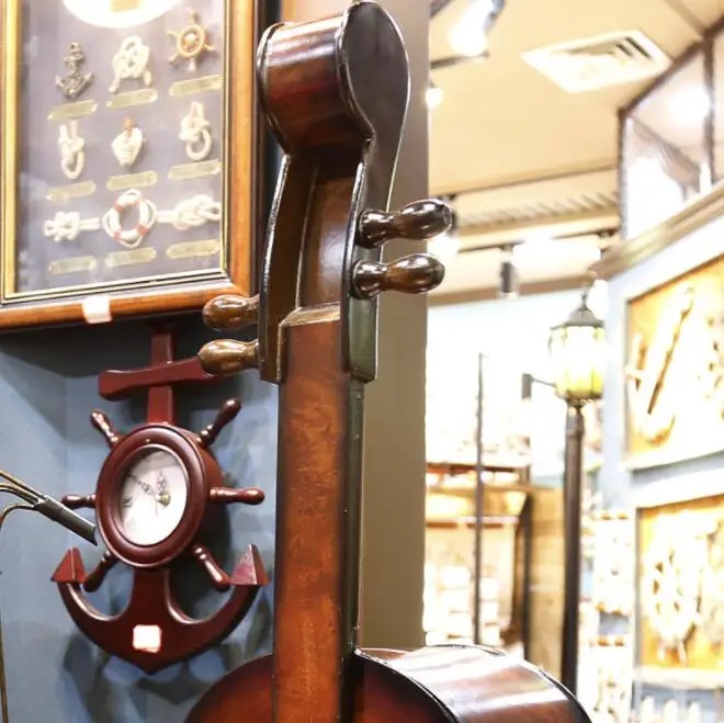 Mettle Hot Sale Wholesale Big Handmade Retro Violin Wooden Creative Wine Holder For Bar Decoration