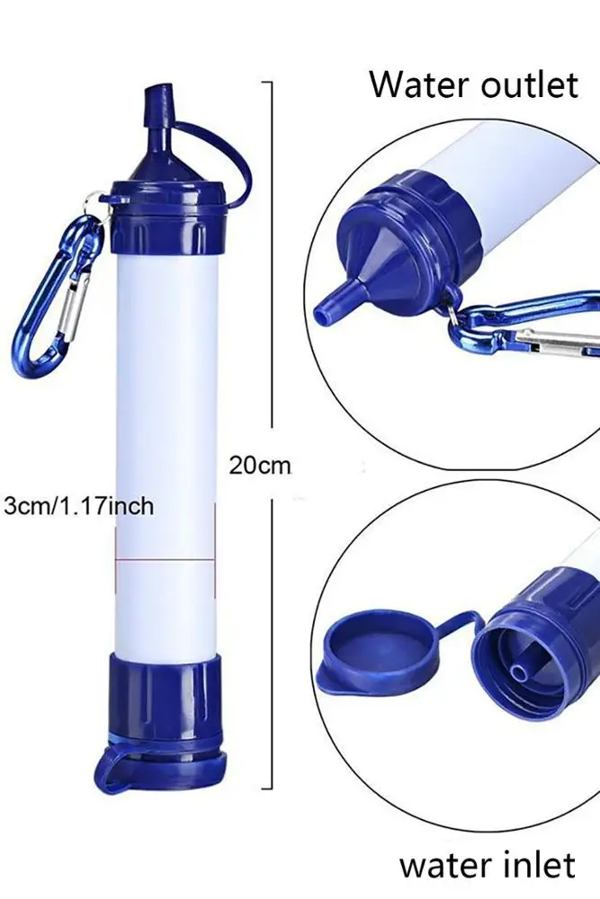Personal Water Filter Straw Portable Emergency Filtration Purifier for Camping Hiking Travel Survival Backpacking Gear