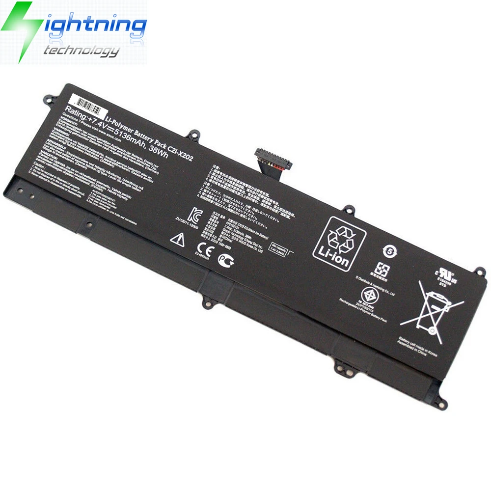 OEM Genuine C21-X202 Original Laptop Battery for Asus VivoBook X201 X201E X202 X202E S200 S200E 5136mAh Notebook Battery