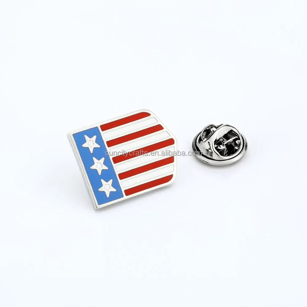 High quality custom logo semi-cloisonn pin Amerian flag hard enamel round and squares lapel pin