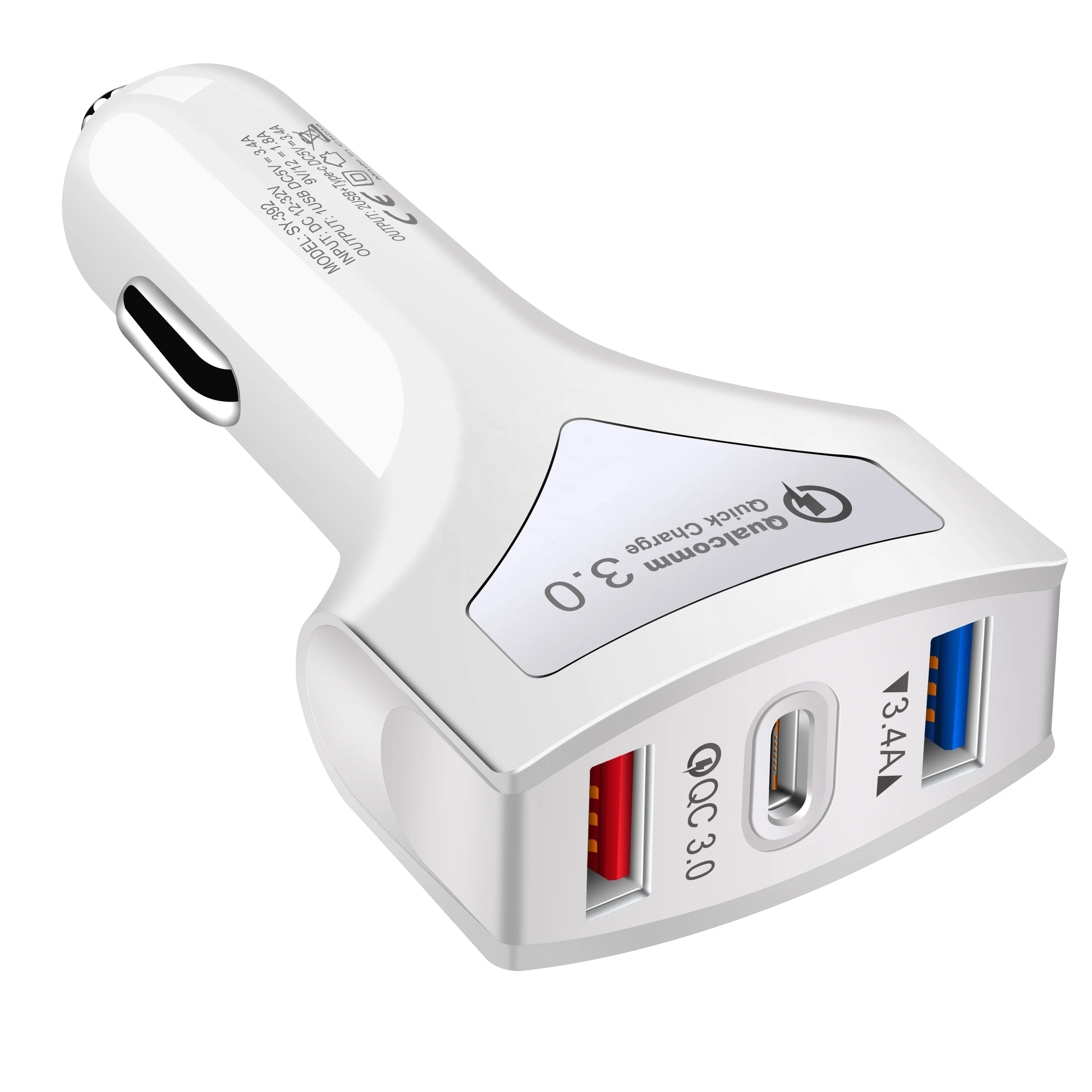 OEM 7A 35 Вт Быстрая зарядка QC3.0 USB Автомобильное зарядное устройство с v8 USB-кабелем для мобильного телефона
