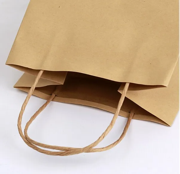 custom MOQ100 with color logo paper twist handle Kraft Carrier Bag