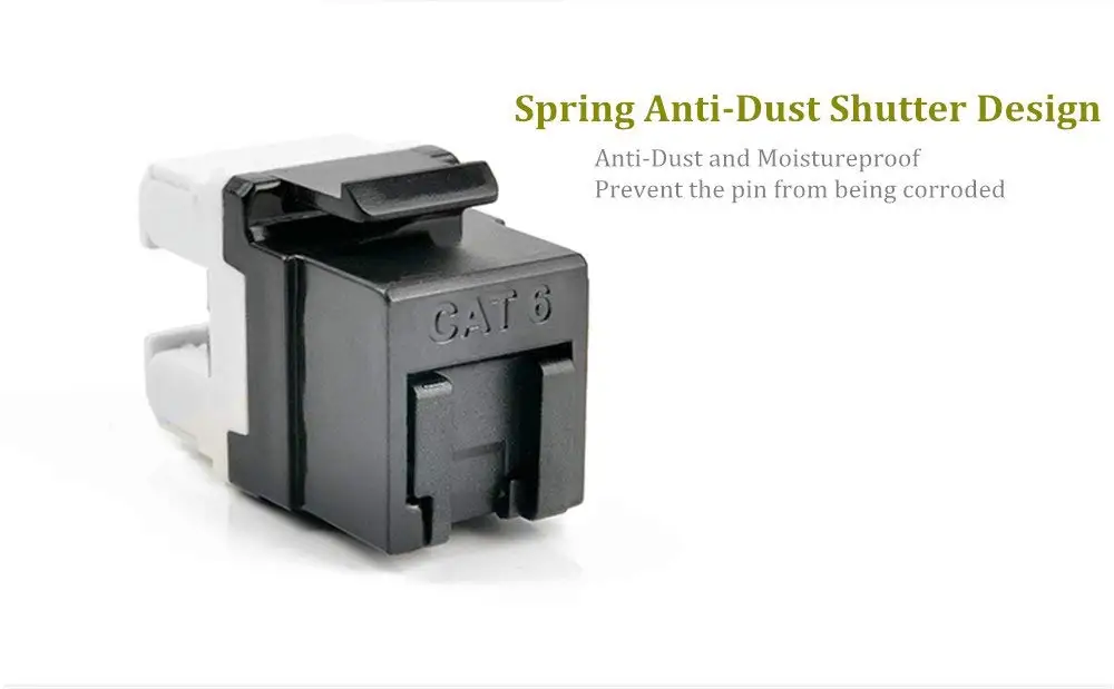 Cat6 RJ45 UTP Unshielded Keystone Jack Module with Shutter, Black