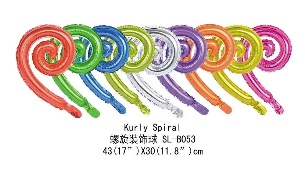 multi color  43cm49cm  latex free helium party balloons foil Spiral wavy kurly foil balloons
