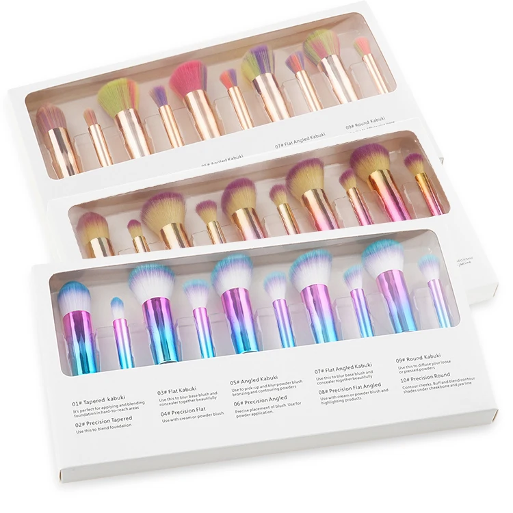 
New Arrivals Top Quality Bristles Detachable Gradient Plastic Makeup Brush Set 