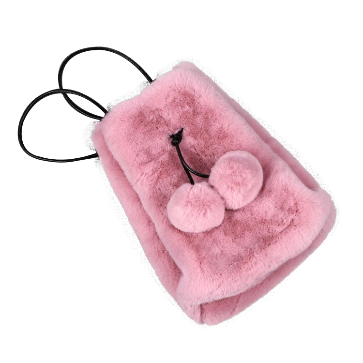 
Faux Fur Shoulder Bag Lady Backpack With Hair Ball Decoration 