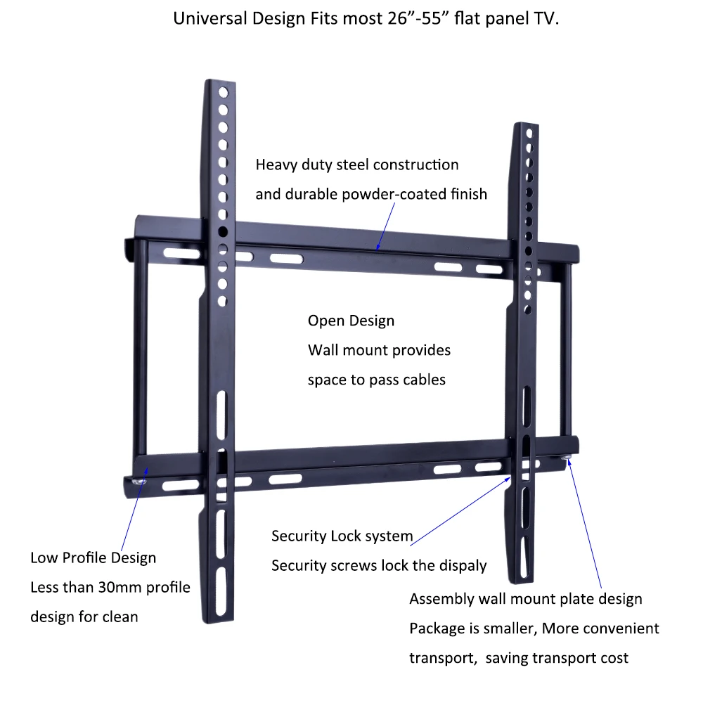 
China factory vesa 400x400mm fixed montajes de la pared del eslabon giratorio del lcd plasma led television bracket wall mount 