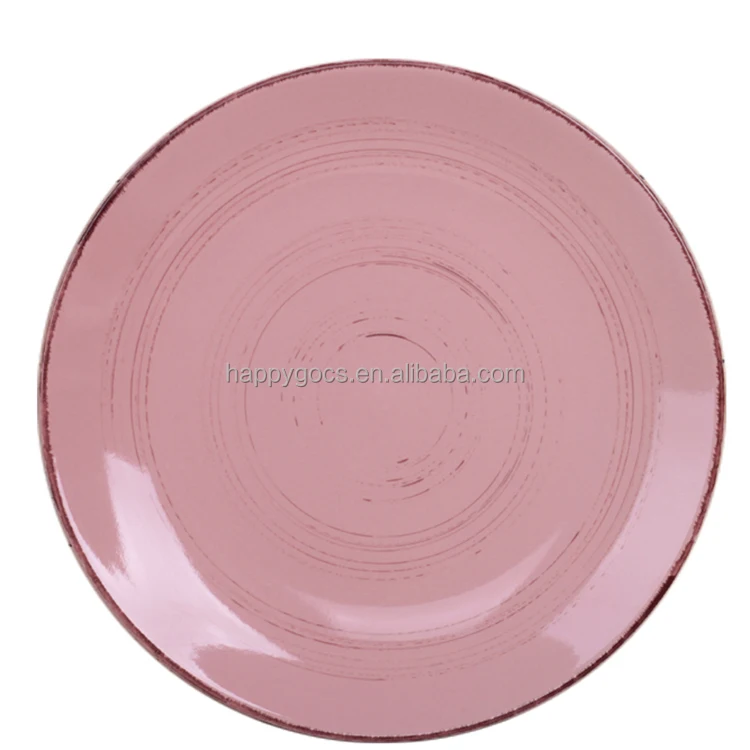 antique pink color glazed stoneware ceramic plates dishes