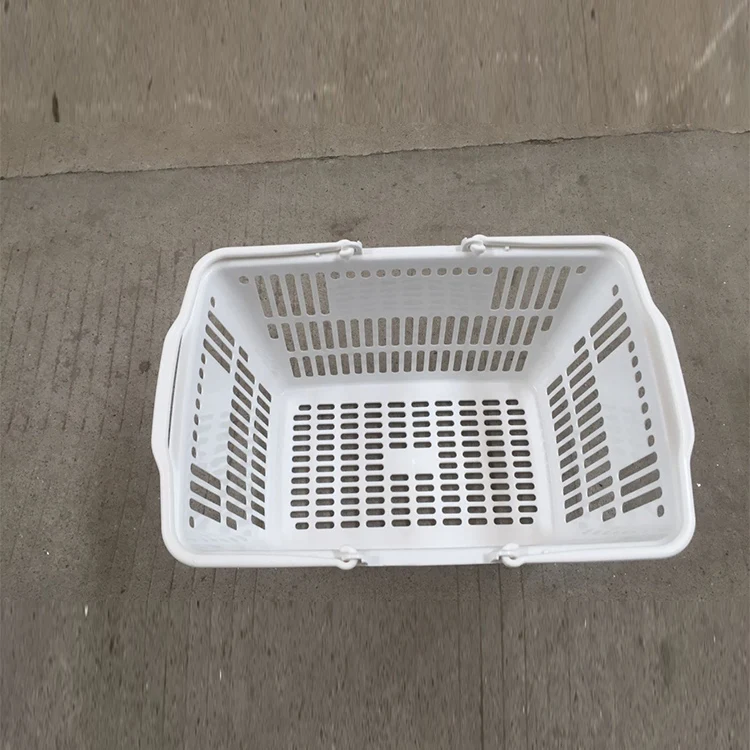 MOQ 100 PCS hand plastic basket 12.5L two handles carry plastic supermarket shopping basket for sale