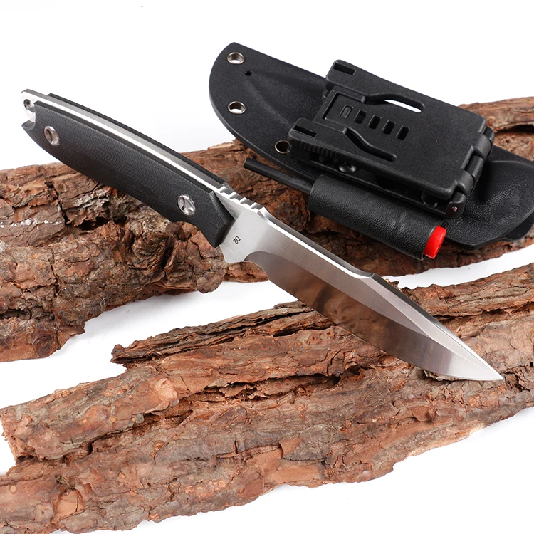 
Multi functional Stainless steel fixed blade knife hunting survival knife with fire starter and whistle 
