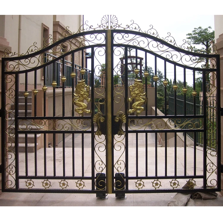 Outdoor Custom Steel Wrought Iron Main Gate Designs for Homes