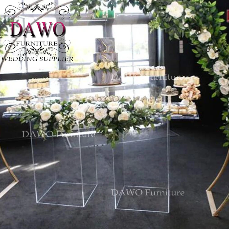 2019 acrylic square pillar column plinth pedestal cylinder flower stand for wedding decoration party event decorations