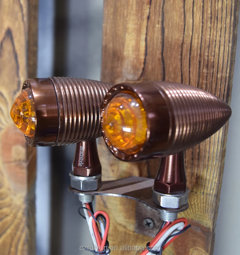 12V Universal Custom Retro Amber Metal Motorcycle LED Turn Signal Light Blinker for harley