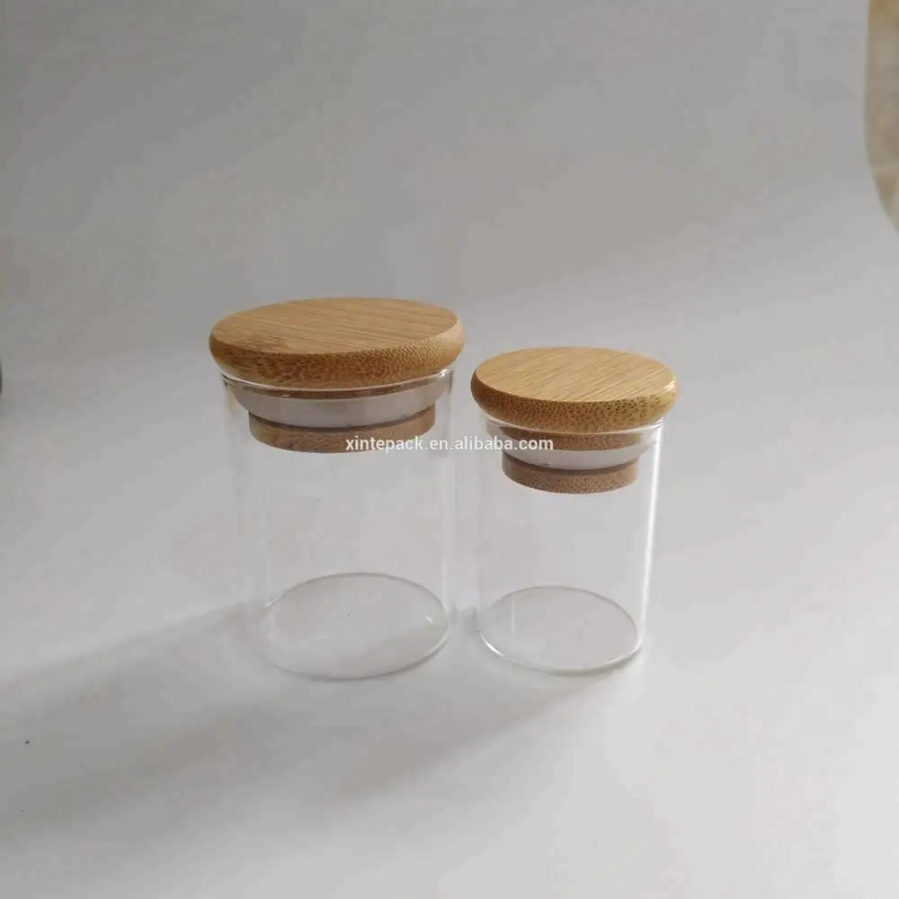 Glass bottle with bamboo lid airtight storage container for tea coffee sugar storage jar canister
