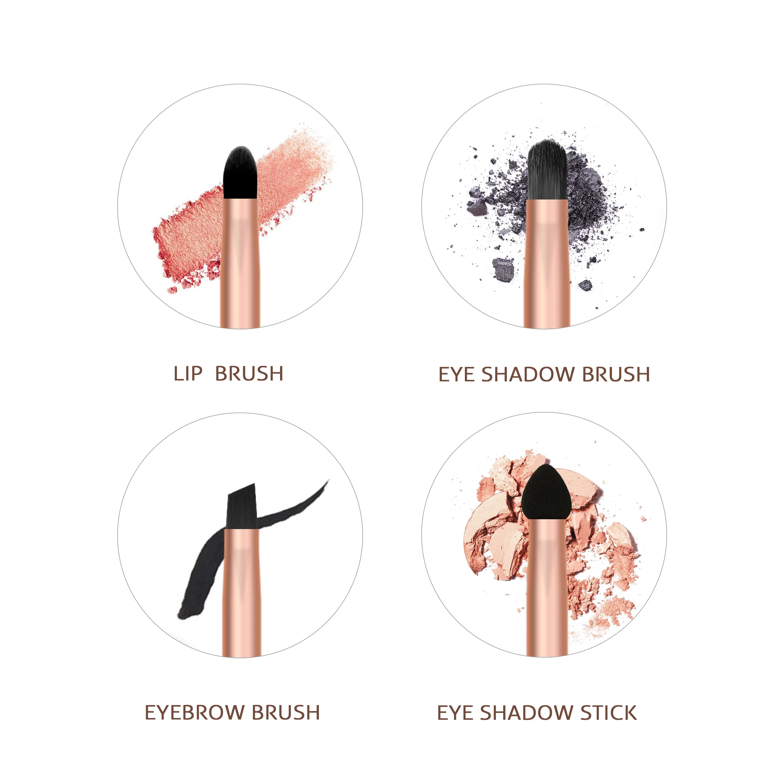 New Products 4 in 1 Makeup Cosmetic Brush Lip Eyebrow Sponge Eyeshadow Brush Multifunctional Brush