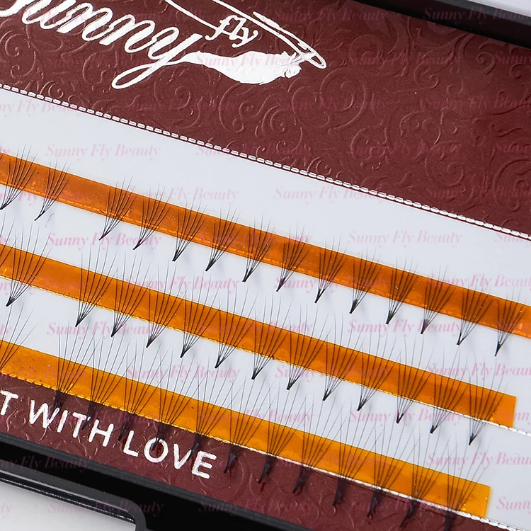 
Synthetic fiber 5d mink individual flare cluster pre made fans volume eyelashes 