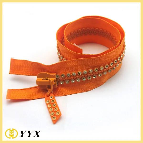 #5 #8 #10 двойные камни 24 дюйма разделительная молния со стразами