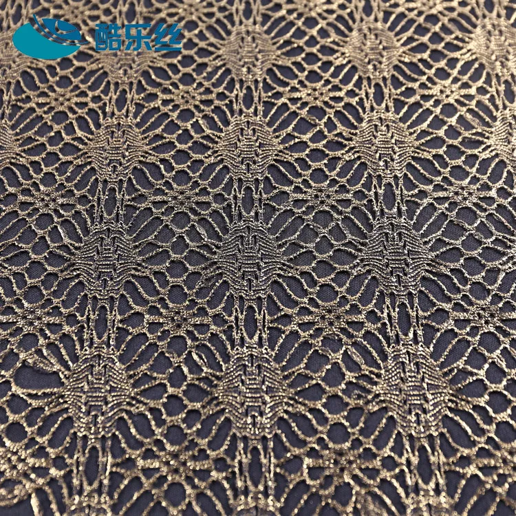 
2019 modern new design popular bronzed bonded beautiful 100 polyester brocade lace fabric 
