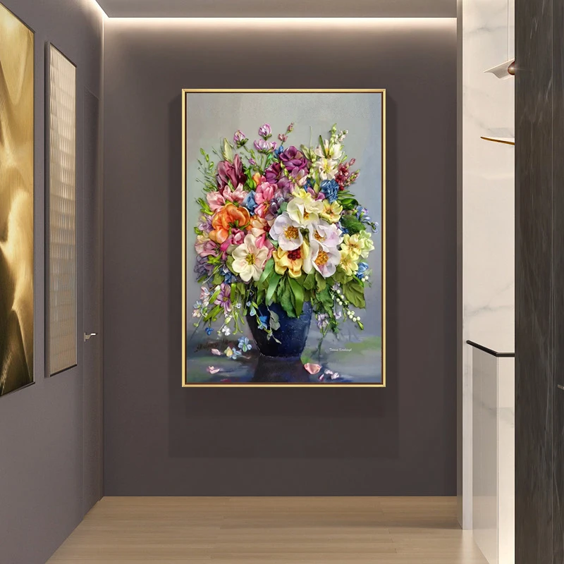 Custom modern oil painting flower canvas wall art decor
