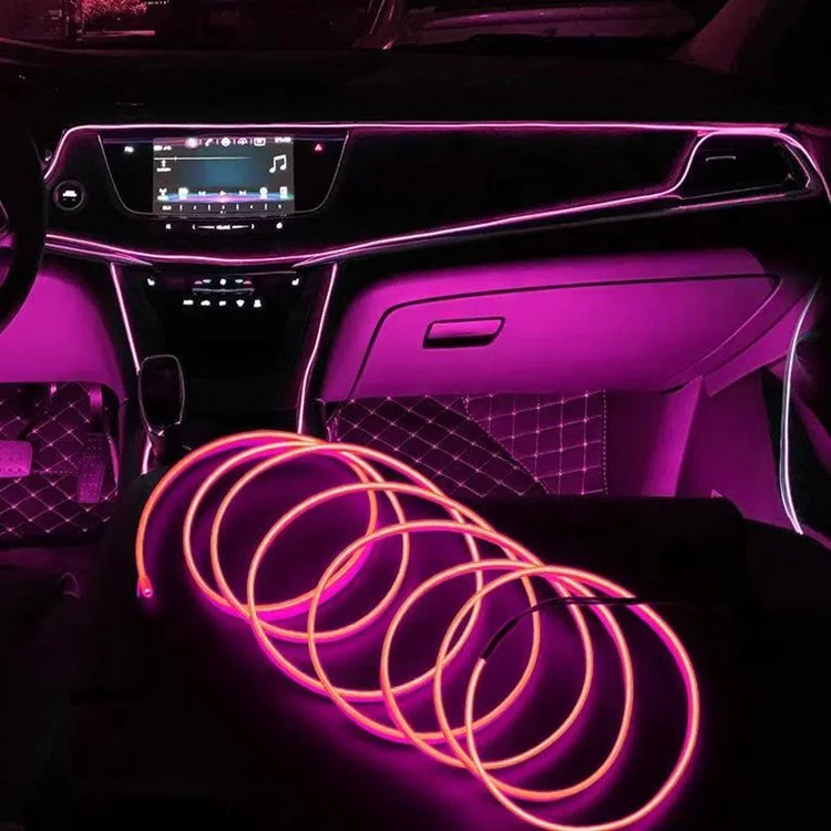  Неоновая Светодиодная лента для салона автомобиля 5 метров с инвертором 12