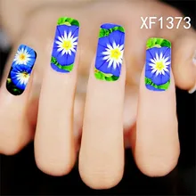 2016 Nail Art Decorations Beautiful Blue Lotus Flowers Design Nail Sticker Beauty Wraps Foil Polish Decals