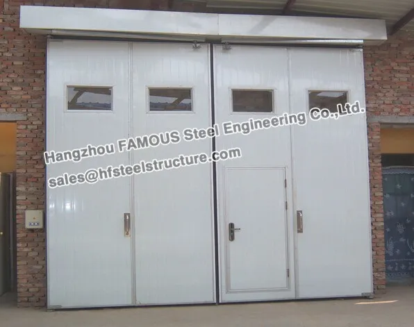 sectional folding door used in steel garage and workshop