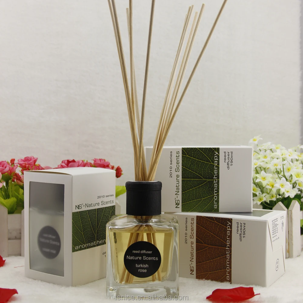 hot sale good quality 190ml decorative glass bottle rattan reed diffuser for office