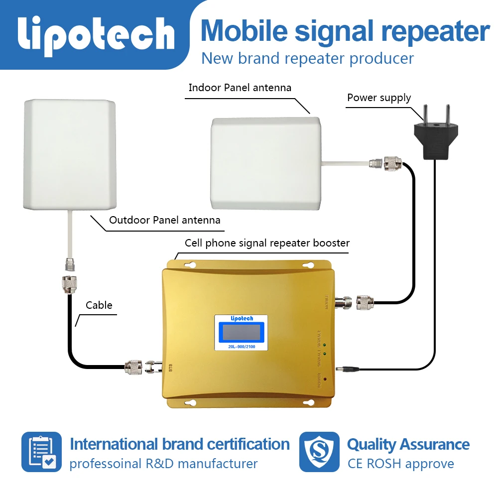 Двухдиапазонный GSM и DCS мобильный усилитель сигнала с Жк-экраном и 2 года гарантии