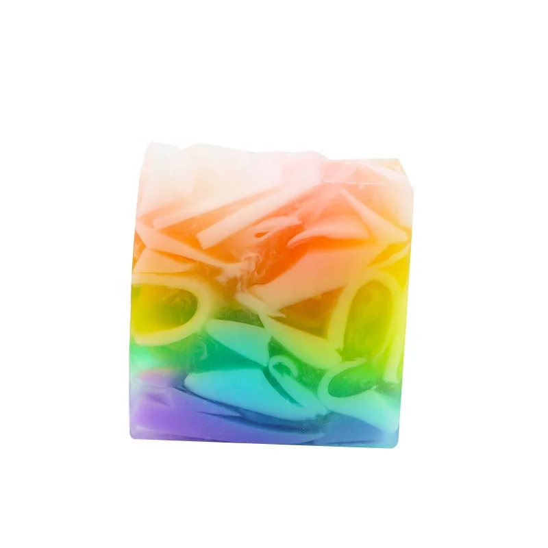 
Multi Colourful handmade essential oil soap rainbow fragrance soap bar 