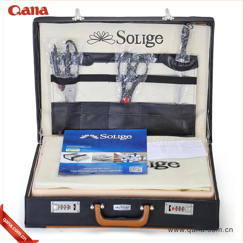 QANA Factory Wholesale OEM Knife chef Damascus Knife with Aluminium Case 25 Pcs Stainless Steel Knife Set