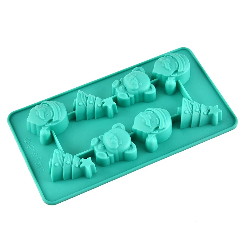 Heat resistant christmas tree chocolate silicone molds santa head bell shaped silicone chocolate mold