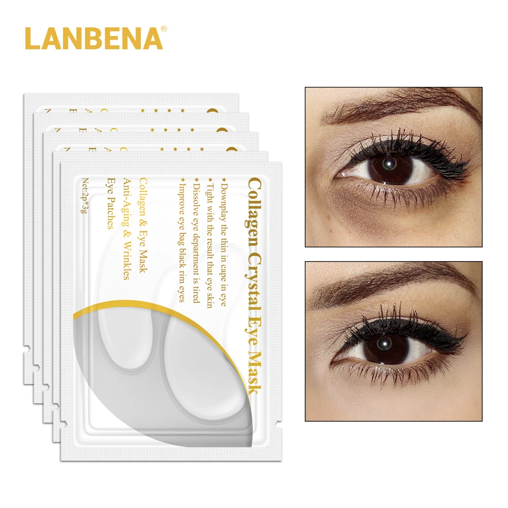 LANBENA 24K Gold Collagen Eye Mask Anti Puffiness Dark Circle Eye Patches Anti-Aging Wrinkle Firming Eyes Care