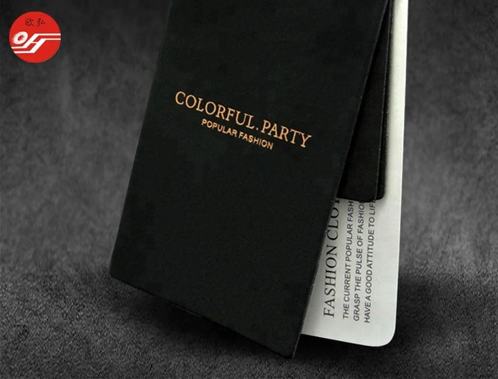
Custom Black Cardboard Good Quality Embossed Logo Hang Tag for Clothing 