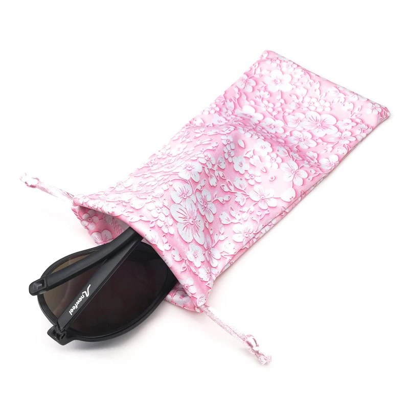 Custom Logo Printed Microfiber Drawstring Sunglasses Pouch Glasses Bag