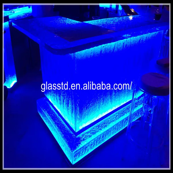 
LED illumination glass modern commercial bar counter 