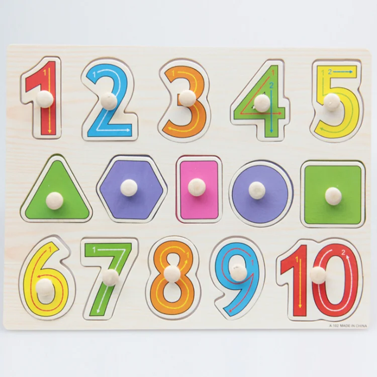 educational toy Montessori toy kids puzzle with knob toddlers cheap price wholesale wooden farm animals puzzle