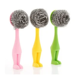 Кухонный горшок и сковорода, стальная проволочная щетка с пластиковой ручкой